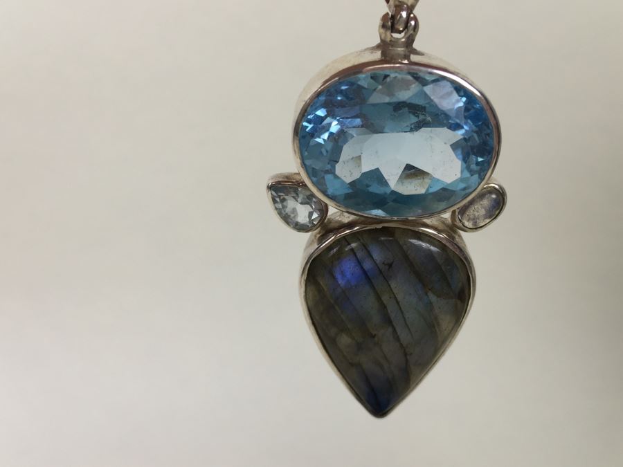 Large Sterling Silver Pendant With Multiple Gemstones Signed Starborn 27.1g [Photo 29]