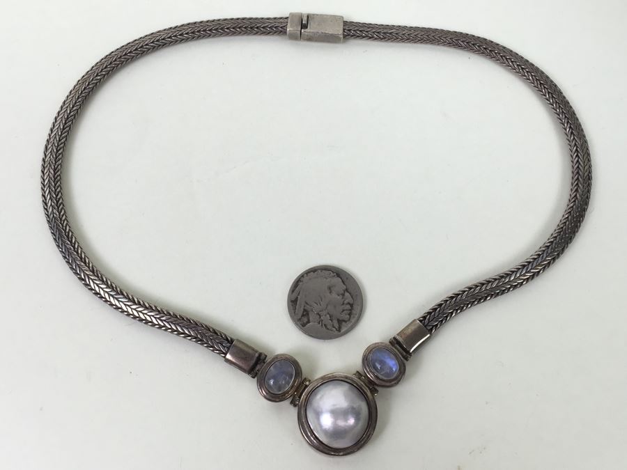 Stunning Heavy Sterling Silver Chain Necklace 66.8g [Photo 9]