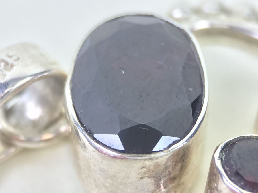 14K White Gold Chain With Sterling Silver Pendant With Large Gemstones 13.5g [Photo 21]