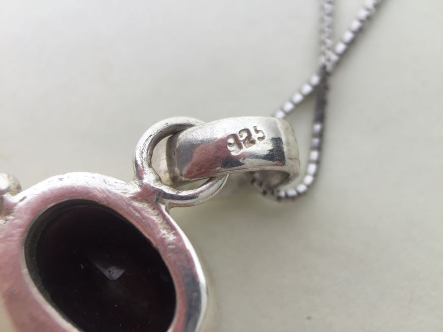 14K White Gold Chain With Sterling Silver Pendant With Large Gemstones 13.5g [Photo 13]