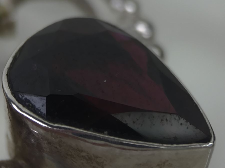 14K White Gold Chain With Sterling Silver Pendant With Large Gemstones 13.5g [Photo 34]