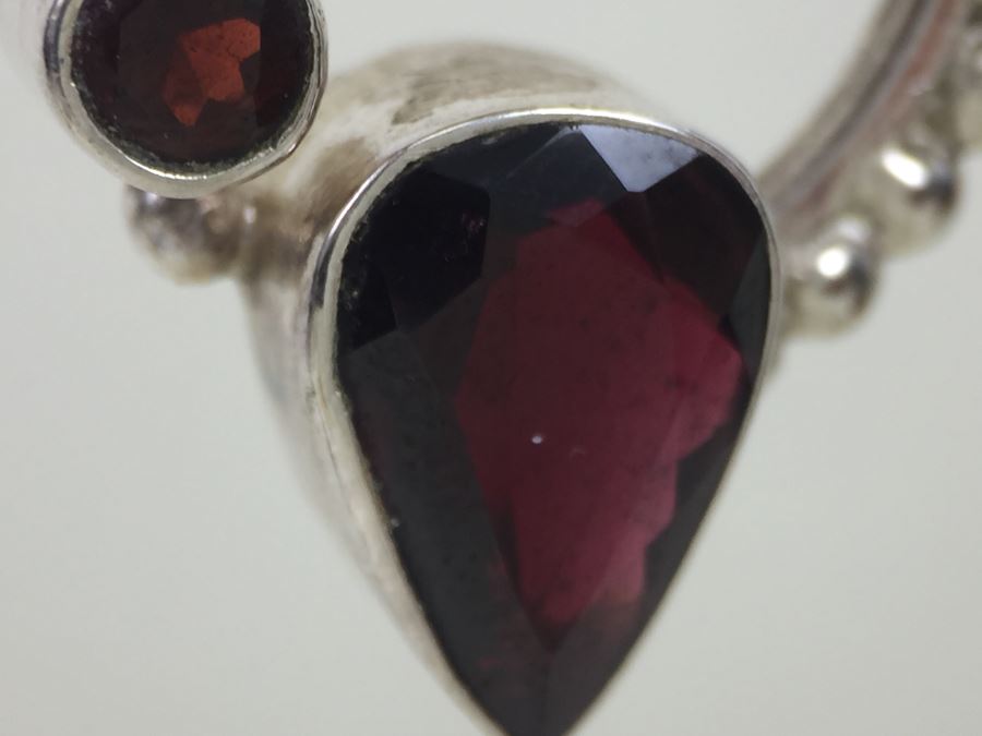 14K White Gold Chain With Sterling Silver Pendant With Large Gemstones 13.5g [Photo 27]