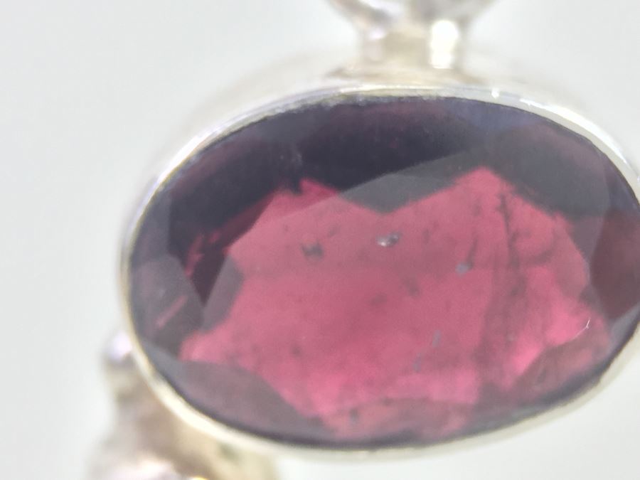 14K White Gold Chain With Sterling Silver Pendant With Large Gemstones 13.5g [Photo 23]