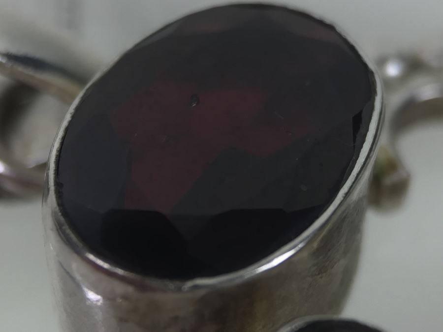 14K White Gold Chain With Sterling Silver Pendant With Large Gemstones 13.5g [Photo 35]