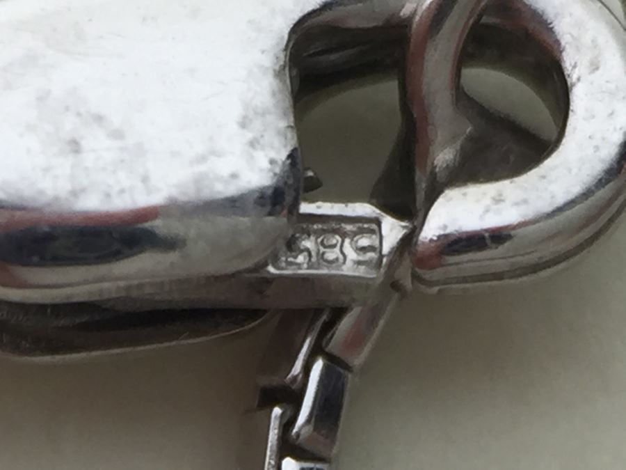 14K White Gold Chain With Sterling Silver Pendant With Large Gemstones 13.5g [Photo 17]