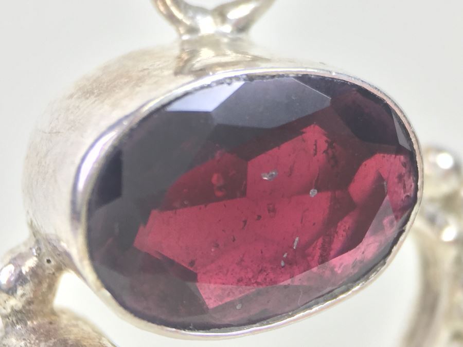 14K White Gold Chain With Sterling Silver Pendant With Large Gemstones 13.5g [Photo 29]