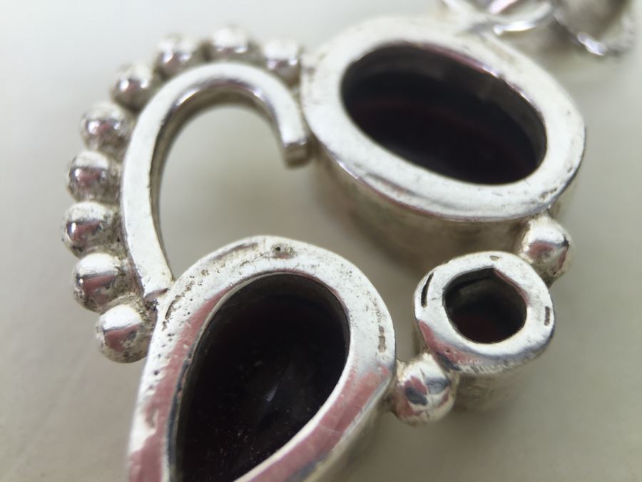 14K White Gold Chain With Sterling Silver Pendant With Large Gemstones 13.5g [Photo 14]