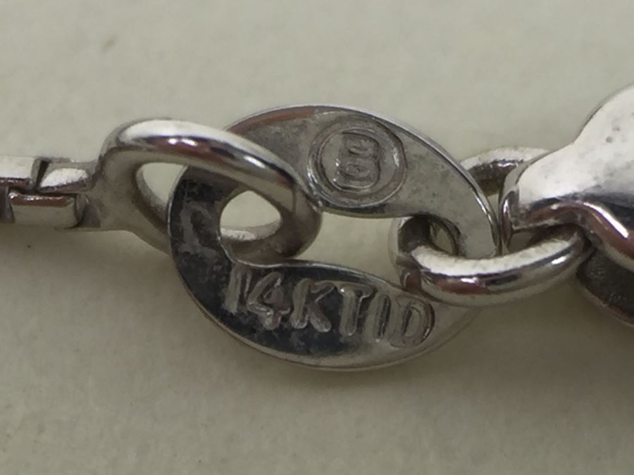 14K White Gold Chain With Sterling Silver Pendant With Large Gemstones 13.5g [Photo 15]