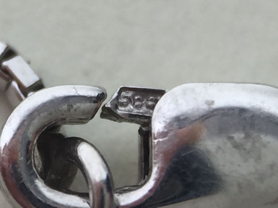 14K White Gold Chain With Sterling Silver Pendant With Large Gemstones 13.5g [Photo 18]