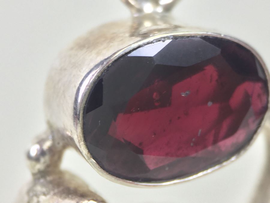 14K White Gold Chain With Sterling Silver Pendant With Large Gemstones 13.5g [Photo 3]