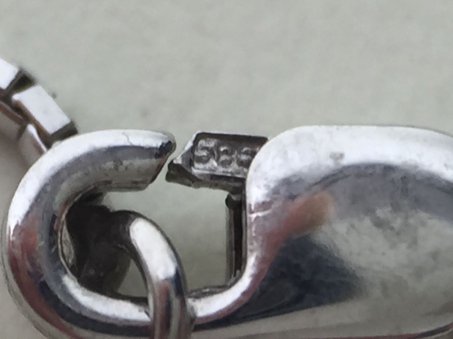 14K White Gold Chain With Sterling Silver Pendant With Large Gemstones 13.5g [Photo 19]