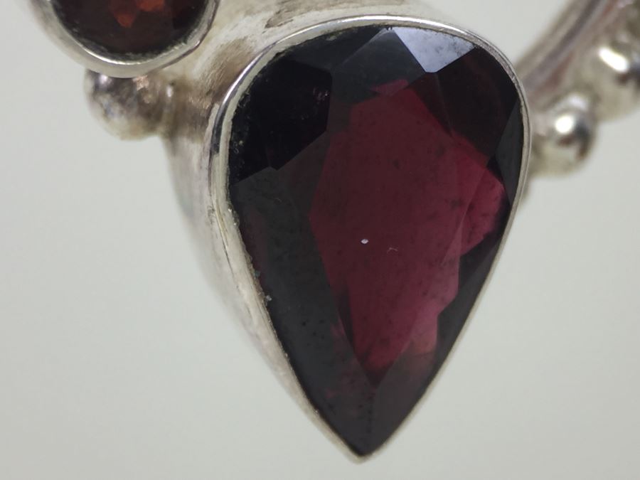 14K White Gold Chain With Sterling Silver Pendant With Large Gemstones 13.5g [Photo 26]