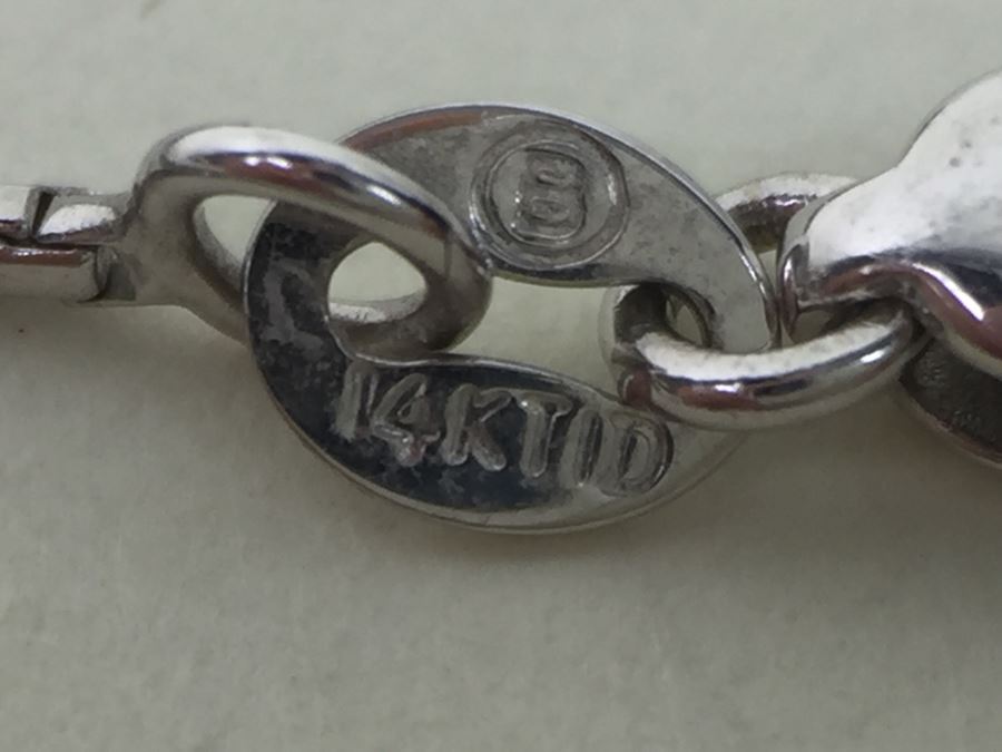 14K White Gold Chain With Sterling Silver Pendant With Large Gemstones 13.5g [Photo 4]