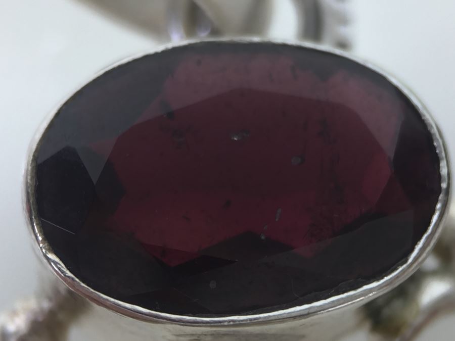 14K White Gold Chain With Sterling Silver Pendant With Large Gemstones 13.5g [Photo 33]