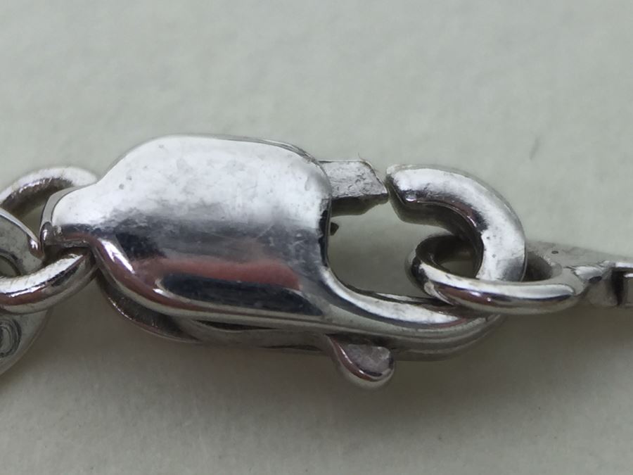 14K White Gold Chain With Sterling Silver Pendant With Large Gemstones 13.5g [Photo 16]