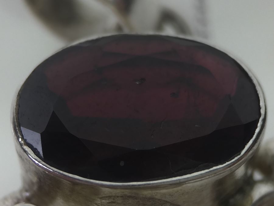 14K White Gold Chain With Sterling Silver Pendant With Large Gemstones 13.5g [Photo 31]