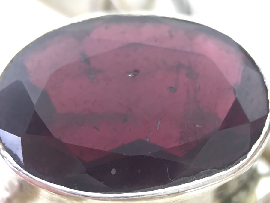 14K White Gold Chain With Sterling Silver Pendant With Large Gemstones 13.5g [Photo 32]