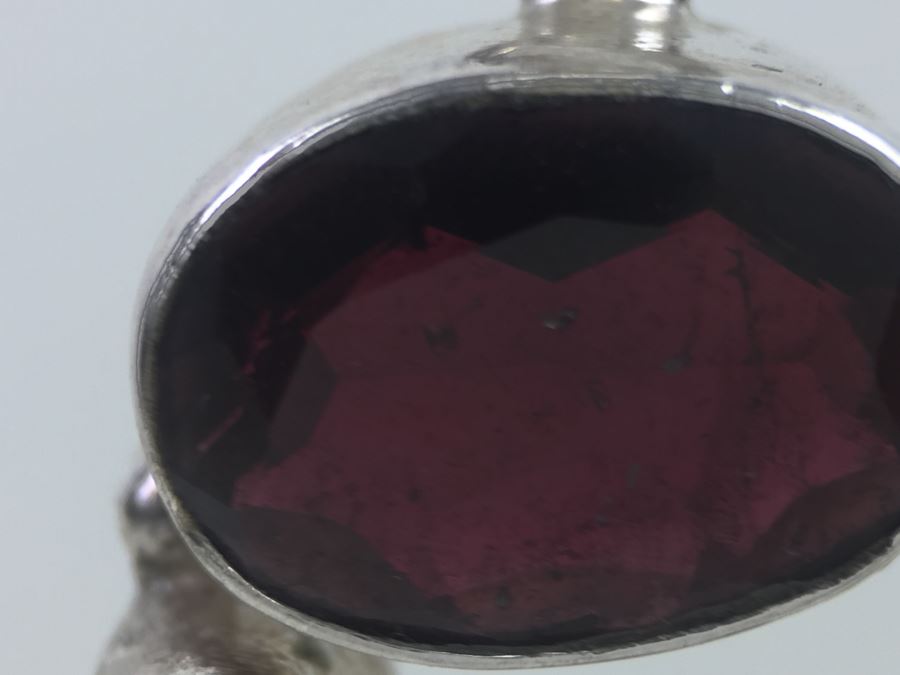 14K White Gold Chain With Sterling Silver Pendant With Large Gemstones 13.5g [Photo 24]