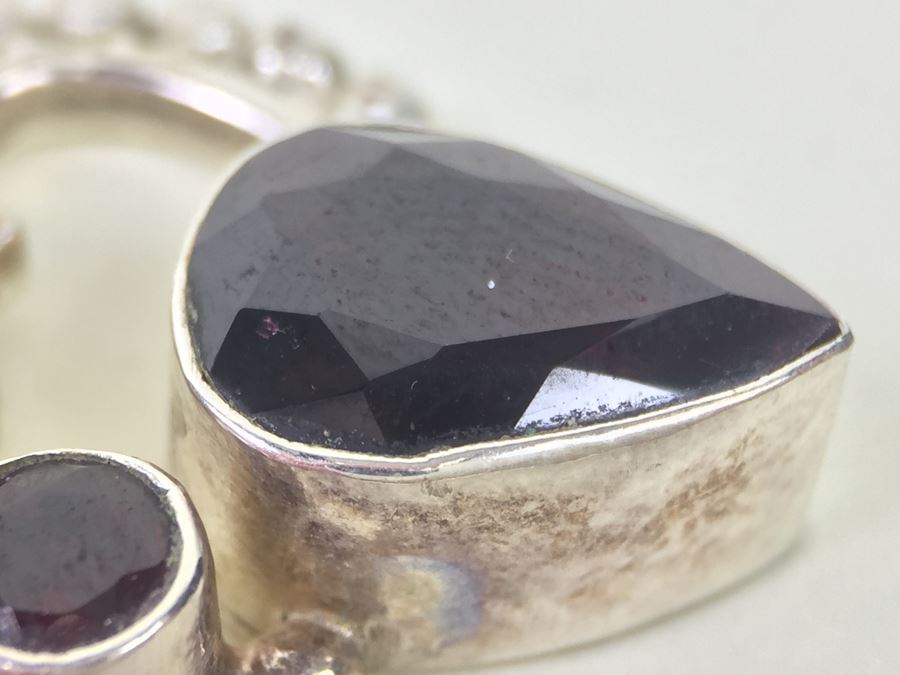 14K White Gold Chain With Sterling Silver Pendant With Large Gemstones 13.5g [Photo 22]