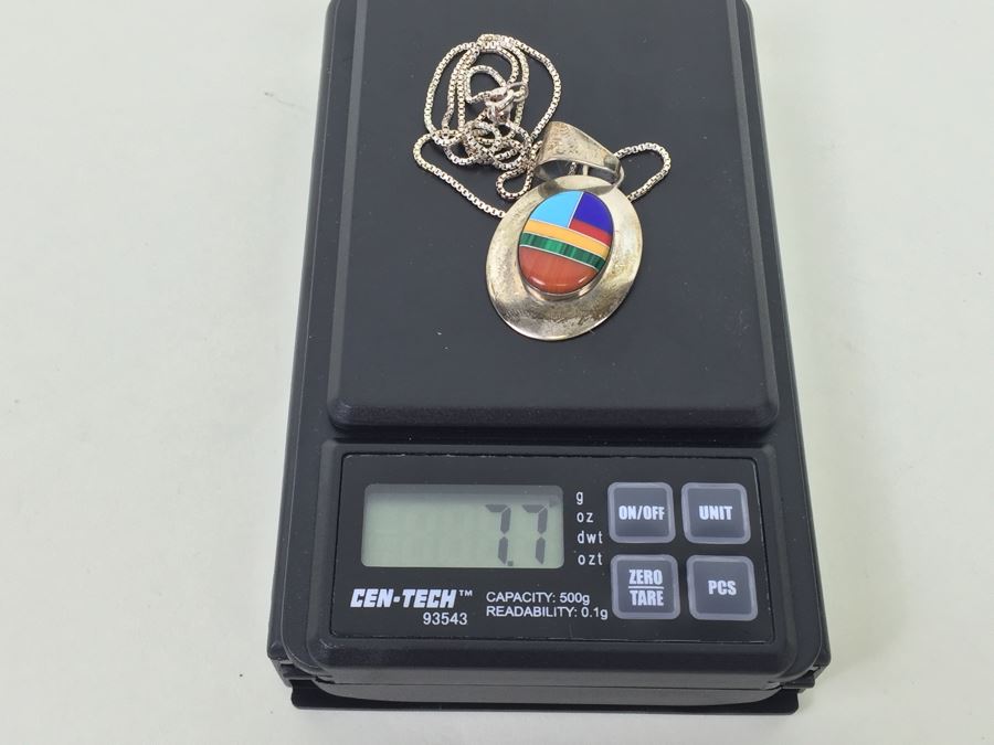 Vintage Navajo Ella Peter Sterling Silver Pendant With Sterling Silver Chain [Photo 15]