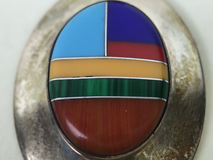 Vintage Navajo Ella Peter Sterling Silver Pendant With Sterling Silver Chain [Photo 10]