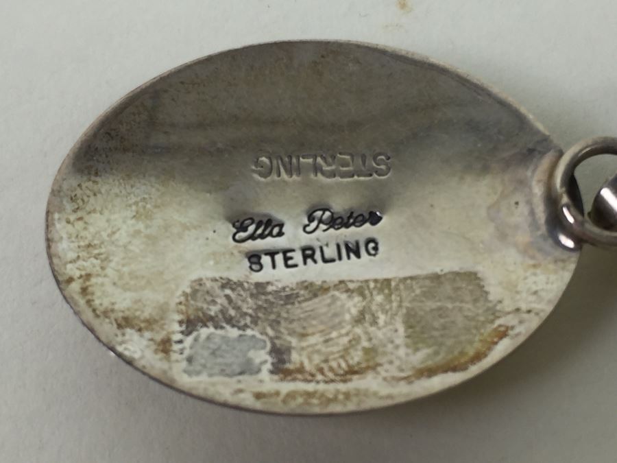 Vintage Navajo Ella Peter Sterling Silver Pendant With Sterling Silver Chain [Photo 14]