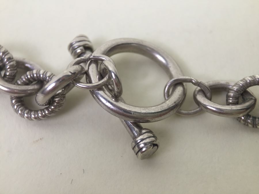 Chunky Sterling Silver Chain With Heart Pendant 45.5g Signed SJ [Photo 12]