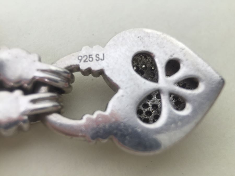 Chunky Sterling Silver Chain With Heart Pendant 45.5g Signed SJ [Photo 13]