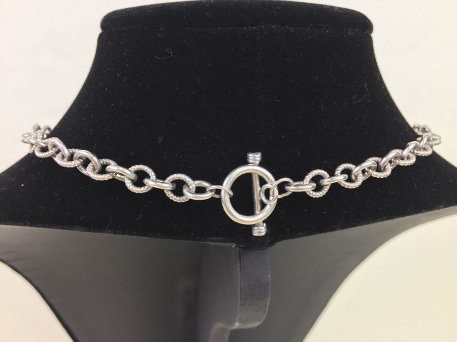 Chunky Sterling Silver Chain With Heart Pendant 45.5g Signed SJ [Photo 6]