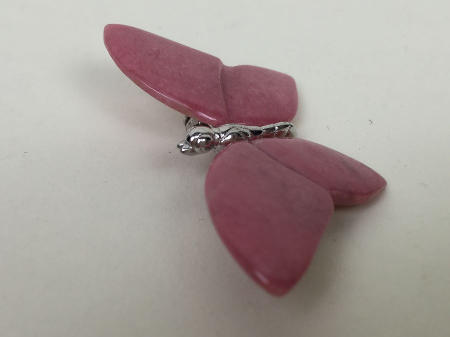 Sterling Silver And Stone Butterfly Brooch Pin [Photo 7]