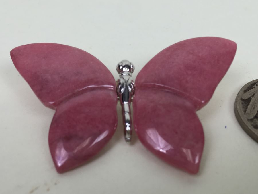 Sterling Silver And Stone Butterfly Brooch Pin [Photo 4]