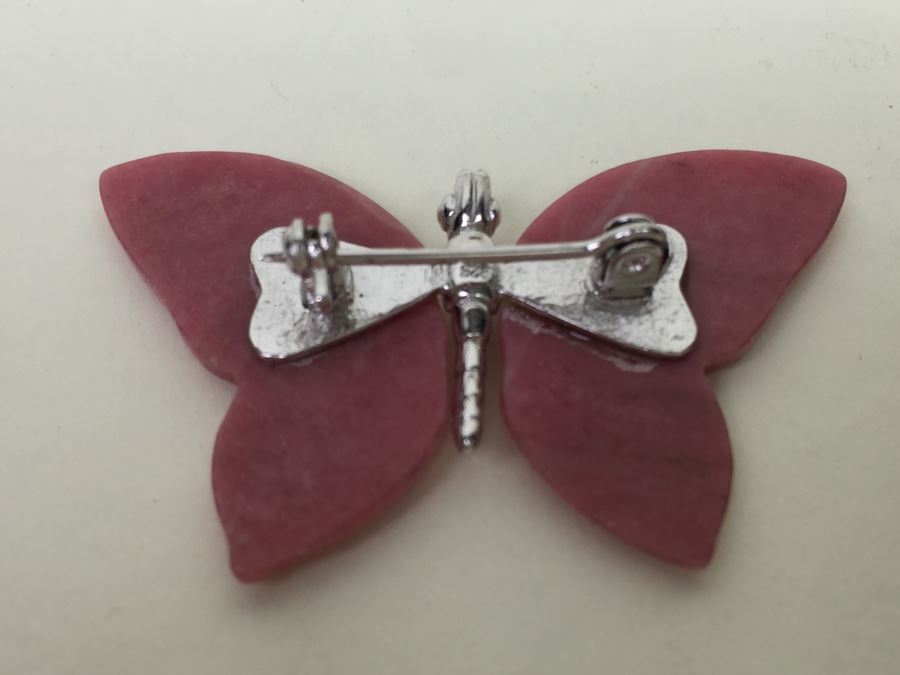 Sterling Silver And Stone Butterfly Brooch Pin [Photo 2]
