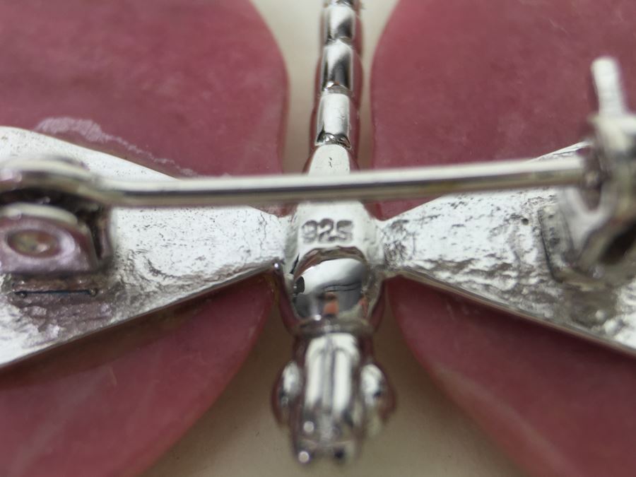 Sterling Silver And Stone Butterfly Brooch Pin [Photo 3]