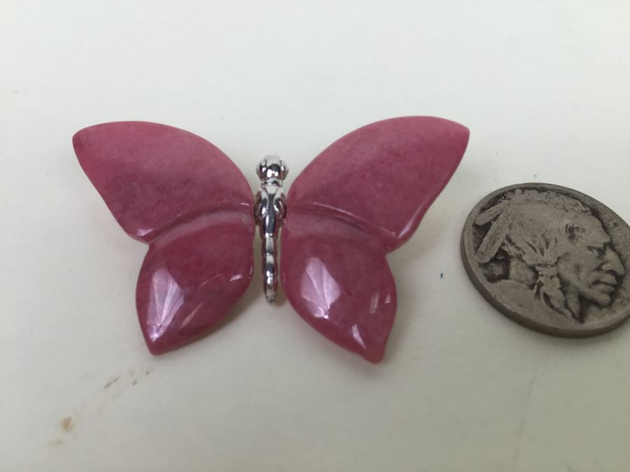 Sterling Silver And Stone Butterfly Brooch Pin