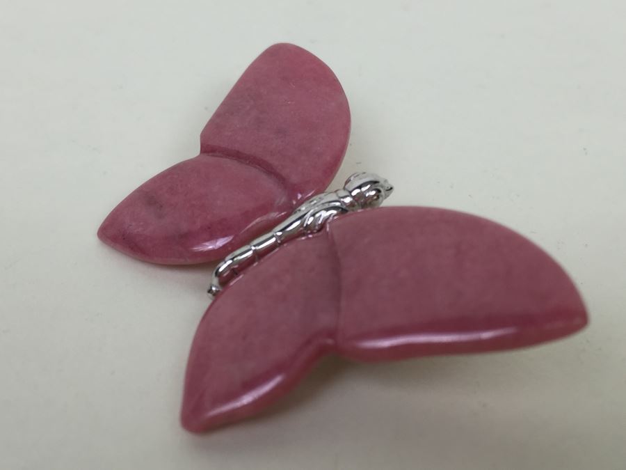 Sterling Silver And Stone Butterfly Brooch Pin [Photo 5]