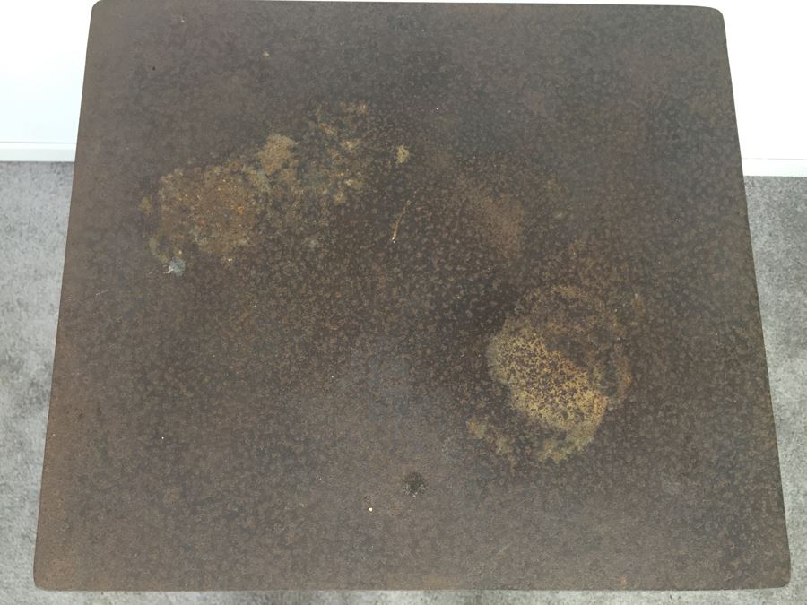 Custom Industrial Metal Sculpture Pedestal Side Table By Karen Dugan Hand Signed [Photo 10]