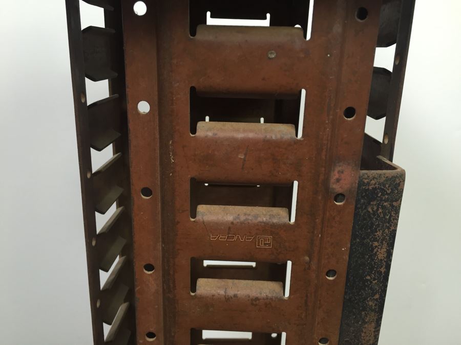 Custom Industrial Metal Sculpture Pedestal Side Table By Karen Dugan Hand Signed [Photo 5]