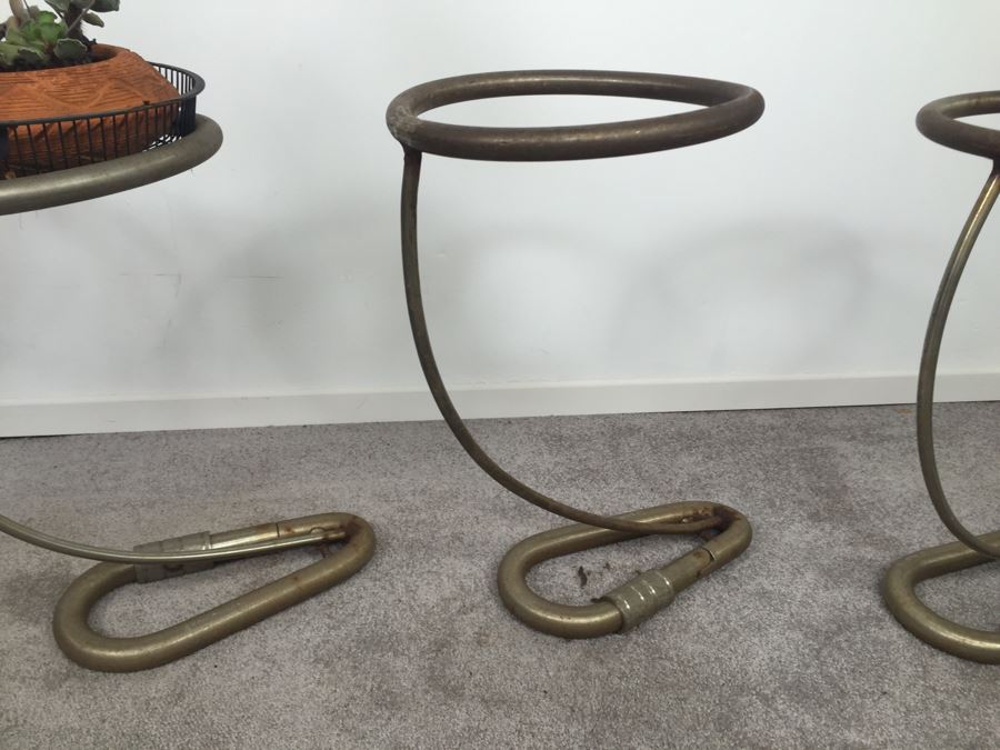SET Of 4 Custom Industrial Metal Sculpture Plant Stands By Karen Dugan Hand Signed [Photo 6]