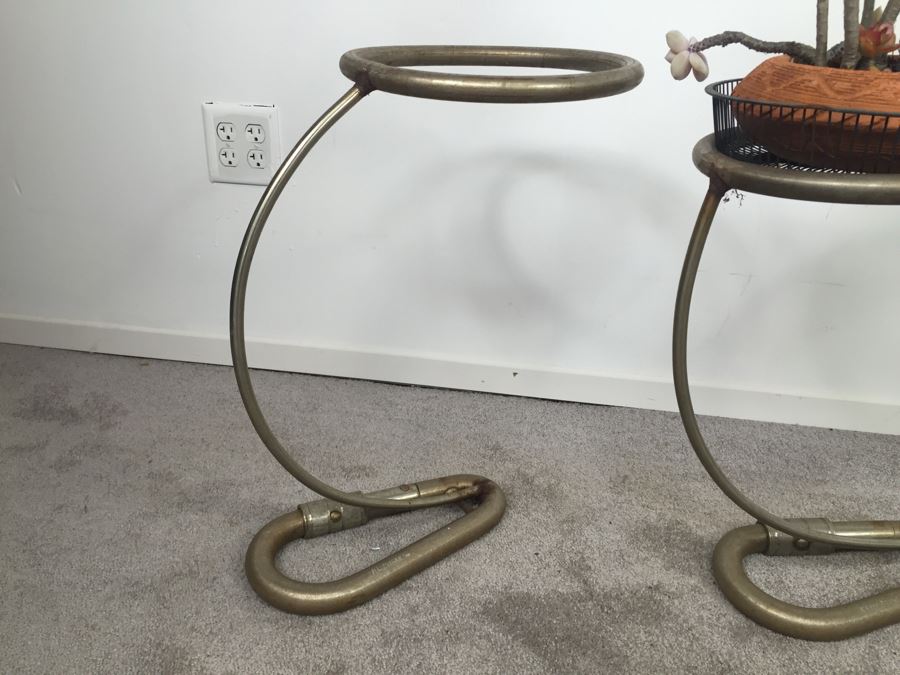 SET Of 4 Custom Industrial Metal Sculpture Plant Stands By Karen Dugan Hand Signed [Photo 7]