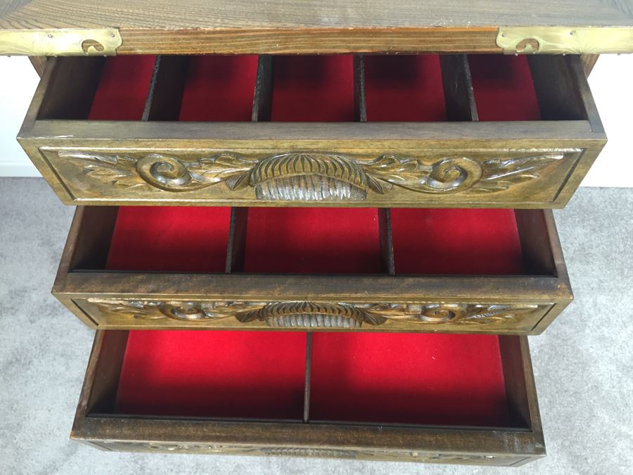 Vintage Korean Silverware Chest Cabinet With Lock And Key [Photo 3]