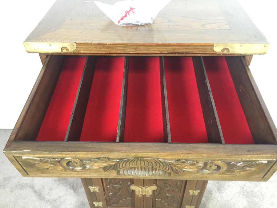 Vintage Korean Silverware Chest Cabinet With Lock And Key [Photo 6]