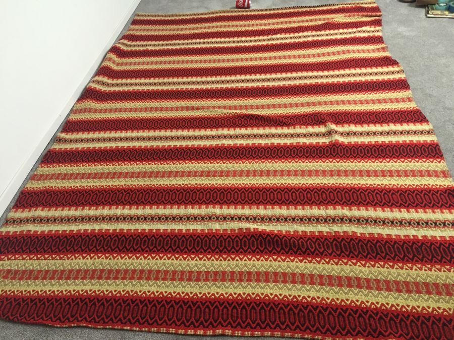 Stunning Vintage Blanket With Reds Blacks And Yellows 8' 7' X 6' 4' [Photo 9]