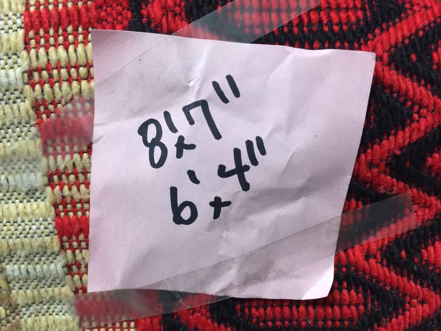 Stunning Vintage Blanket With Reds Blacks And Yellows 8' 7' X 6' 4' [Photo 14]
