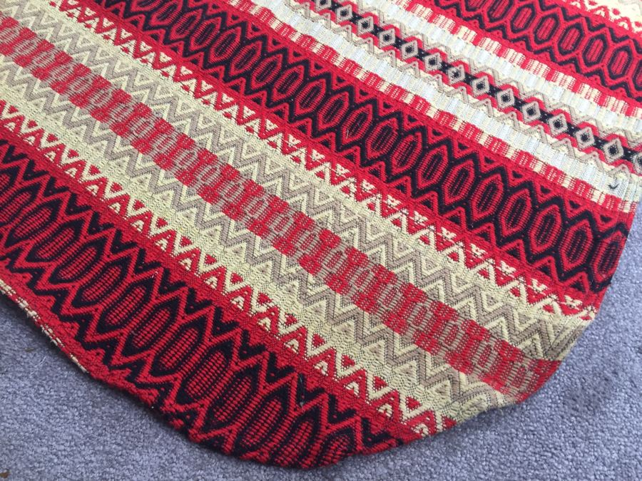 Stunning Vintage Blanket With Reds Blacks And Yellows 8' 7' X 6' 4' [Photo 7]