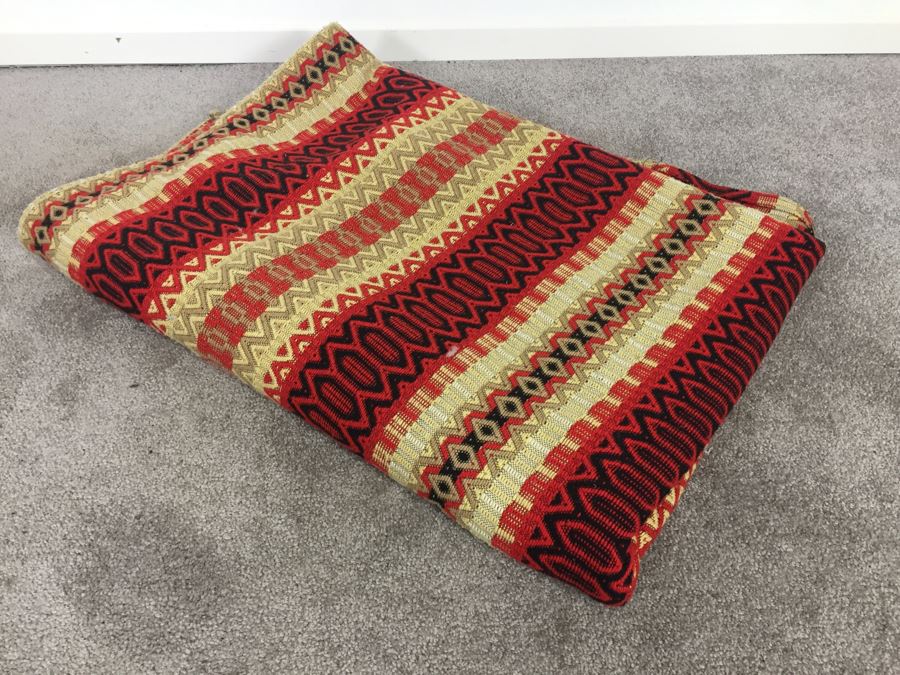Stunning Vintage Blanket With Reds Blacks And Yellows 8' 7' X 6' 4' [Photo 12]