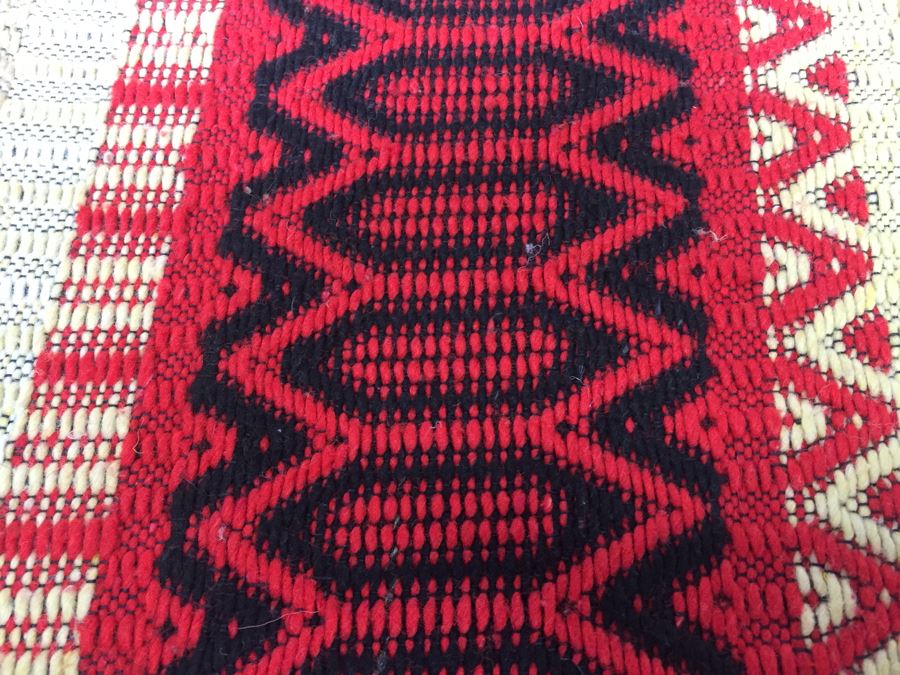 Stunning Vintage Blanket With Reds Blacks And Yellows 8' 7' X 6' 4' [Photo 11]