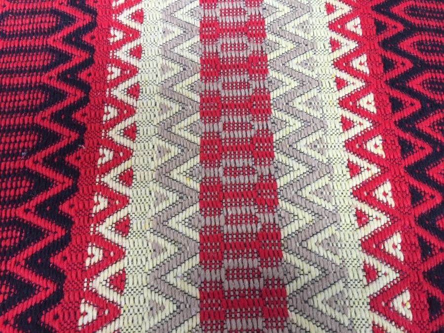 Stunning Vintage Blanket With Reds Blacks And Yellows 8' 7' X 6' 4' [Photo 2]