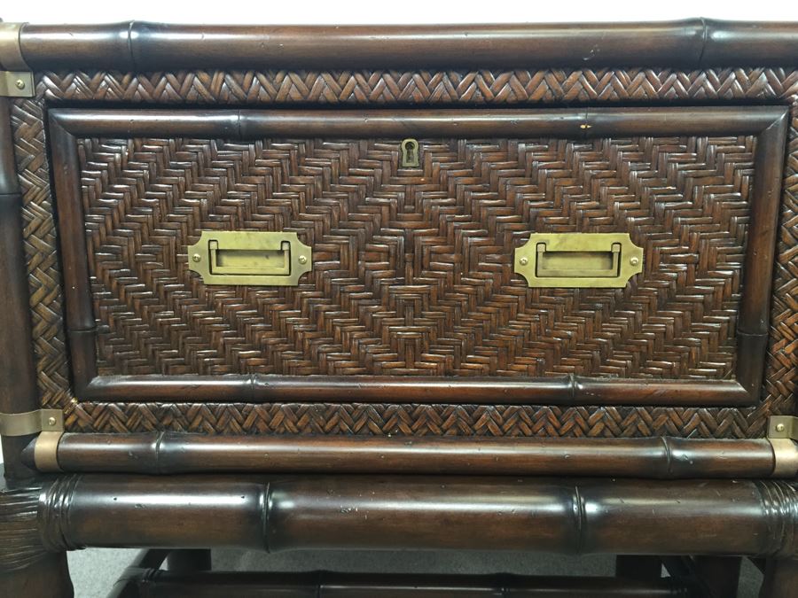 Pair Of Ralph Lauren Hollywood Regency Side Tables With Drawer Bamboo Motif [Photo 7]