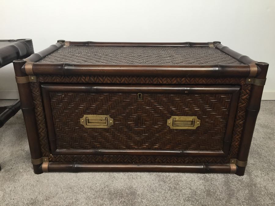 Pair Of Ralph Lauren Hollywood Regency Side Tables With Drawer Bamboo Motif [Photo 15]