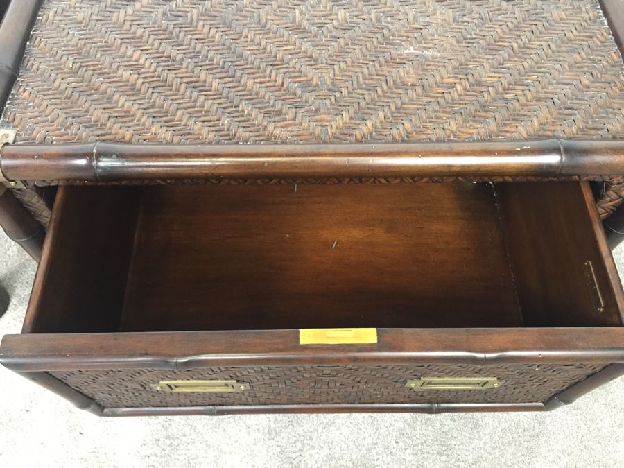 Pair Of Ralph Lauren Hollywood Regency Side Tables With Drawer Bamboo Motif [Photo 19]